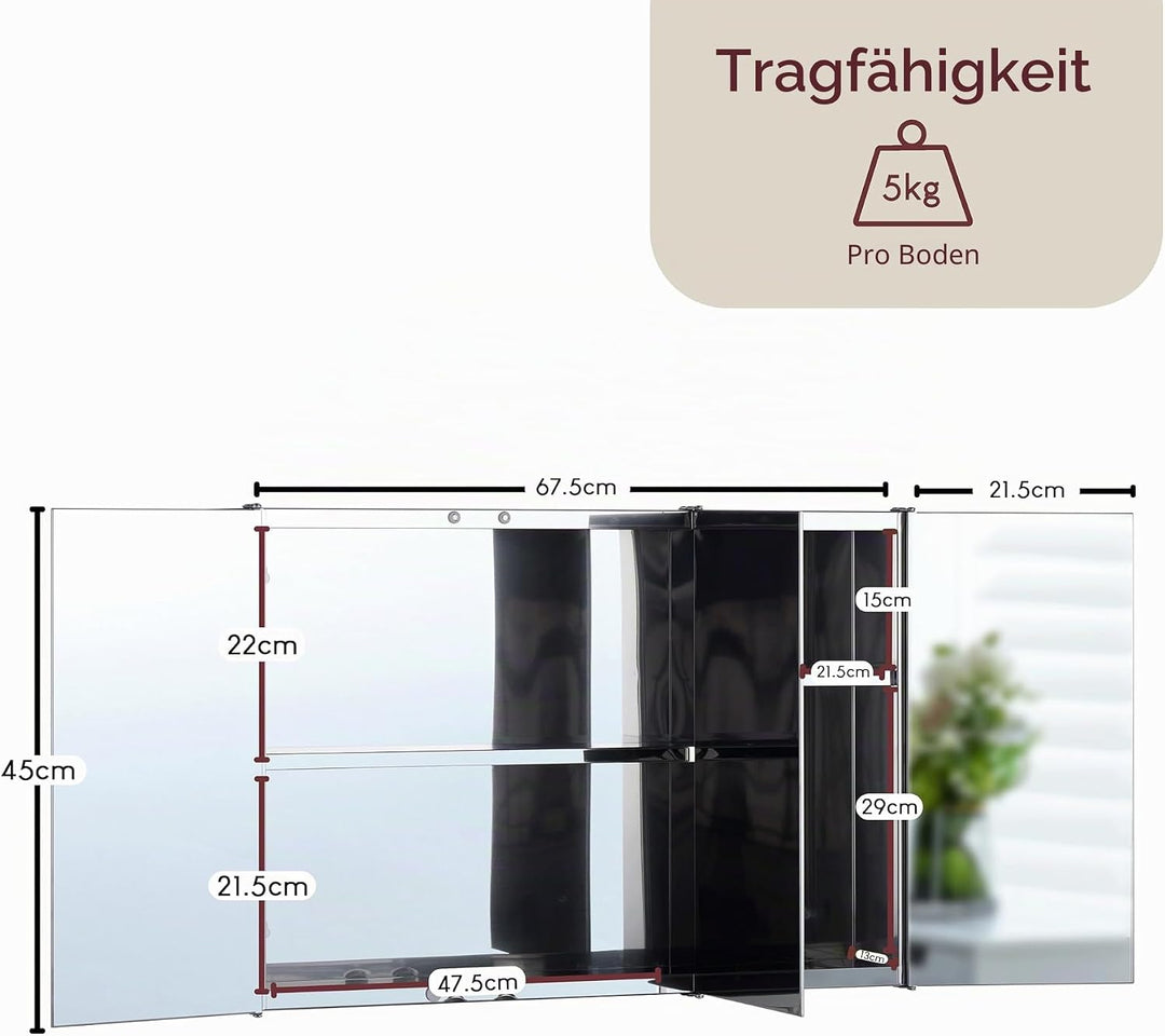 Bath Vida Designs Tiano Badezimmerschrank, dreifacher Spiegel, Wandmontage, moderner Aufbewahrungssc