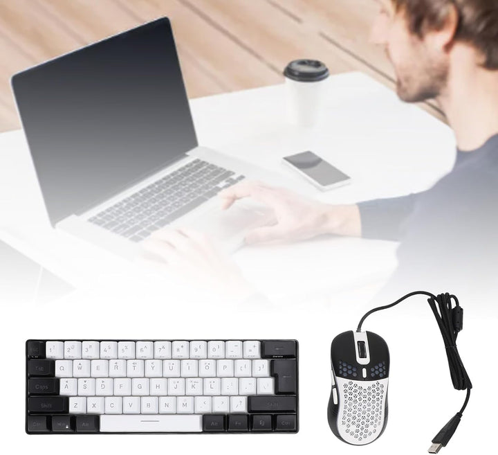 Denash Gaming-Tastatur- und Maus-Kombination, USB-C-Kabel-Tastatur-Maus, Mehrfarbiges Mechanisches T