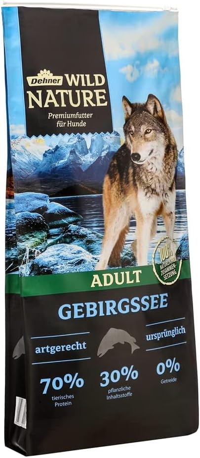 Dehner Wild Nature Hundefutter Gebirgssee, Trockenfutter getreidefrei / zuckerfrei, für ausgewachsen