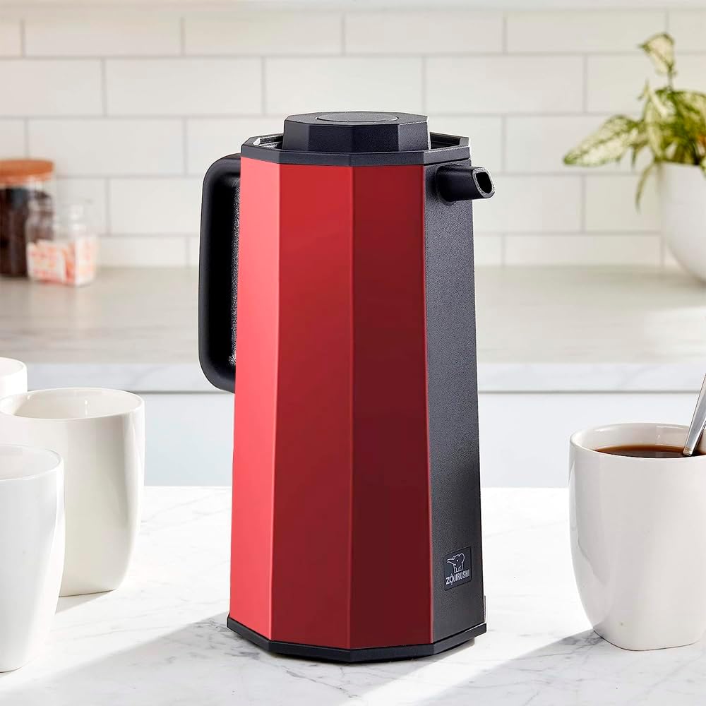 Zojirushi AH-EAE10RA Glas-Vakuumkaraffe, 1,0 Liter, rot 1.0 Liter Rot, 1.0 Liter Rot