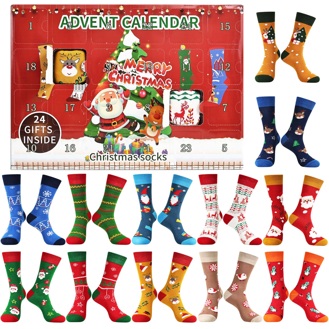 Jeasona Adventskalender 2025 Frauen/Männer Adventskalender Socken Damen/Herren 39-42 Mehrfarbig-9950