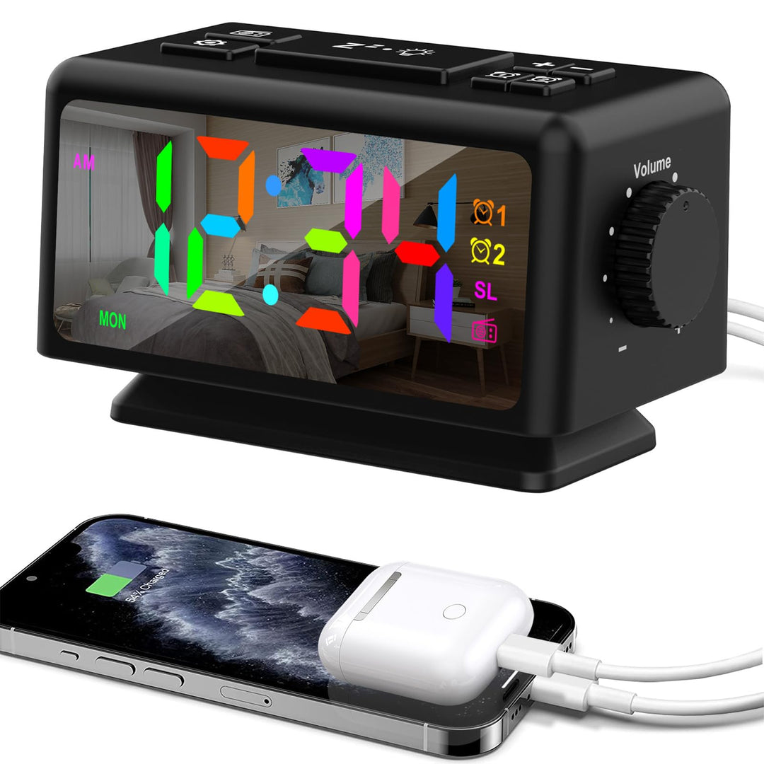 ThreeH Digitaler Wecker FM Radio Bunte Wecker Nachttisch Digitaluhr für Kinder Jugendliche Helligkei