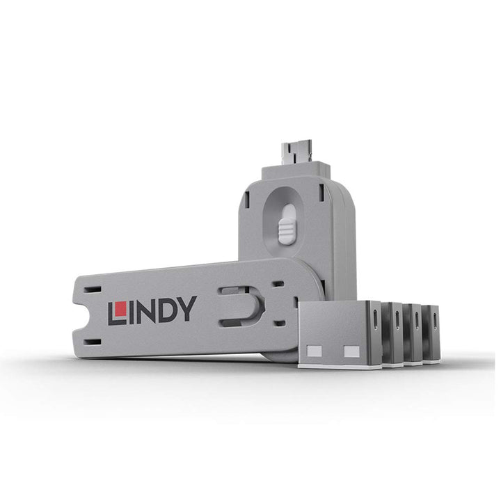 LINDY 40454 USB Typ A Port Schloss, weiss Grau 3722 Jahre vor Ort Garantie, Grau 3722 Jahre vor Ort
