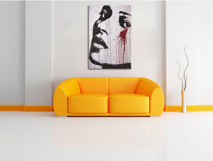 Pixxprint Abstrakt Frau als Leinwandbild/Grösse: 100x70 cm/Wandbild/Kunstdruck/fertig bespannt, 100x