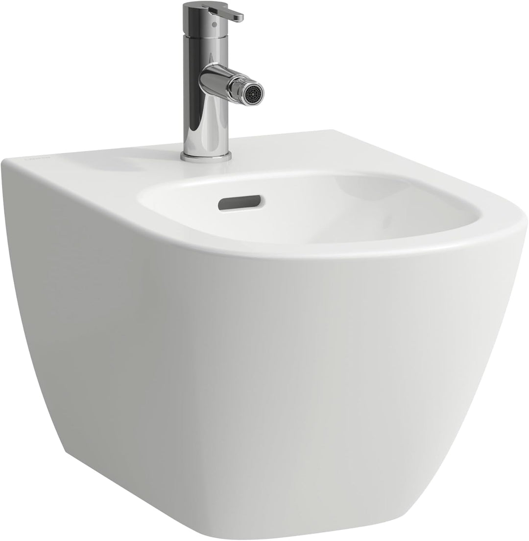 LAUFEN Lua Wandbidet, mit Überlauf, 1 Hahnloch, 360x520mm, Eckventile innenliegend, H8300810003021,