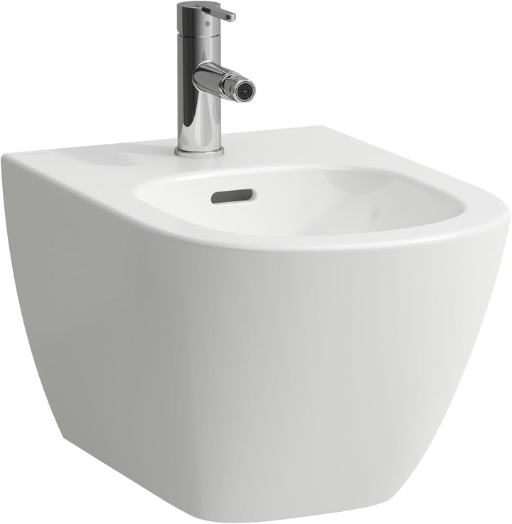 LAUFEN Lua Wandbidet, mit Überlauf, 1 Hahnloch, 360x520mm, Eckventile innenliegend, H8300810003021,