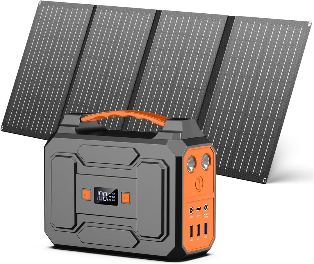 Powkey Powerstation mit Solarpanel 99Wh/27000mAh Tragbare Powerstation mit 40W Faltbare Solarpanel 1