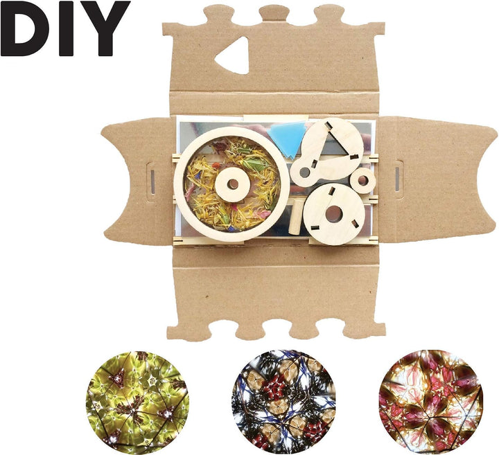 Kaleidoskop Konstruktor für Kinder, originales Design mit Blumen, natürliche Materialien, Spielzeug,