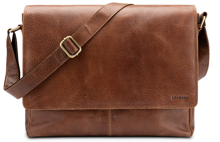 LEABAGS Leder Umhängetasche Herren & Damen I Messenger Bag mit Schultergurt I Echtleder Laptoptasche