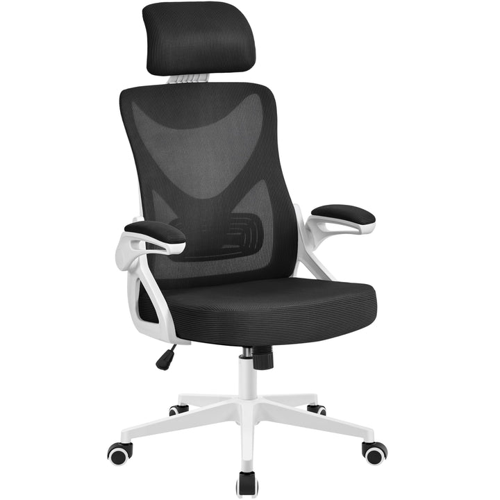 Yaheetech Bürostuhl Ergonomisch, Schreibtischstuhl mit Hochklappbaren Armlehnen, Drehstuhl mit Rücke