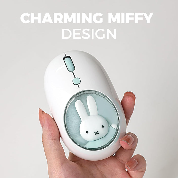 MiPow x Miffy Bluetooth Wireless Maus, kleine tragbare Maus, geeignet für Laptops, Tablets usw., Tra