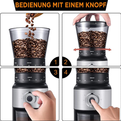 Ollygrin Kaffeemühle Elektrisch 30 Mahlstufen Kaffeemühle Siebträger Elektrisch Automatische Kaffeem