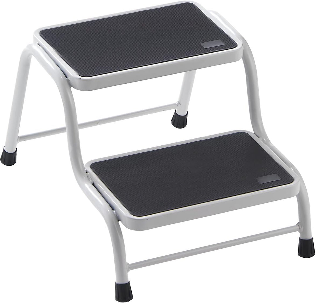 eurokraft | Basic | Stahlrohr-Tritt | Tragfähigkeit 150 kg | 2 Stufen