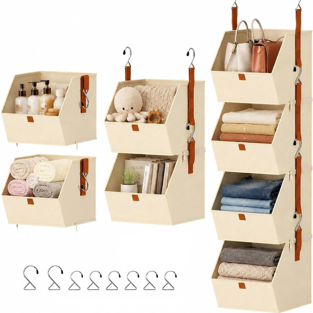 Hängeorganizer - 26 x 26 x 26 cm Hängender Schrank-Organizer mit 4 Etagen - Schrankeinsatz Kleidersc