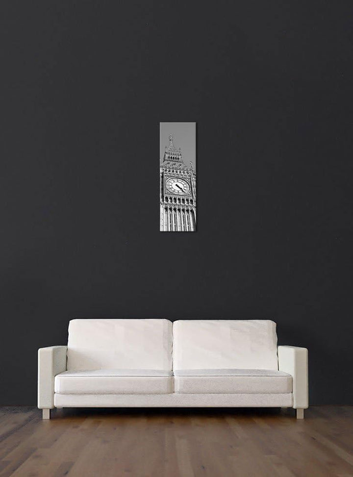 Bilderdepot24 Bild auf Leinwand | Big Ben - Schwarz weiss in 30x90 cm als Panorama Wandbild | Wand-d
