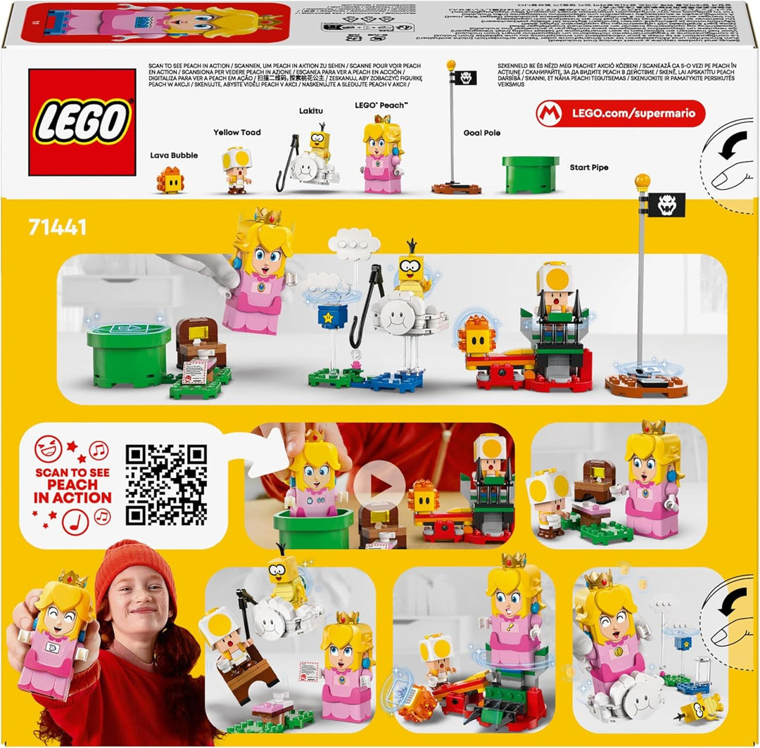 LEGO Super Mario Abenteuer mit der interaktiven Peach, Spielset für Kinder mit gelbem Toad, Nintendo