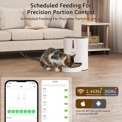 Balimo Futterautomat Katze, 3L Katzenfutter Automat, 2.4G WiFi Futterspender Katze, 1-10 Mahlzeiten,