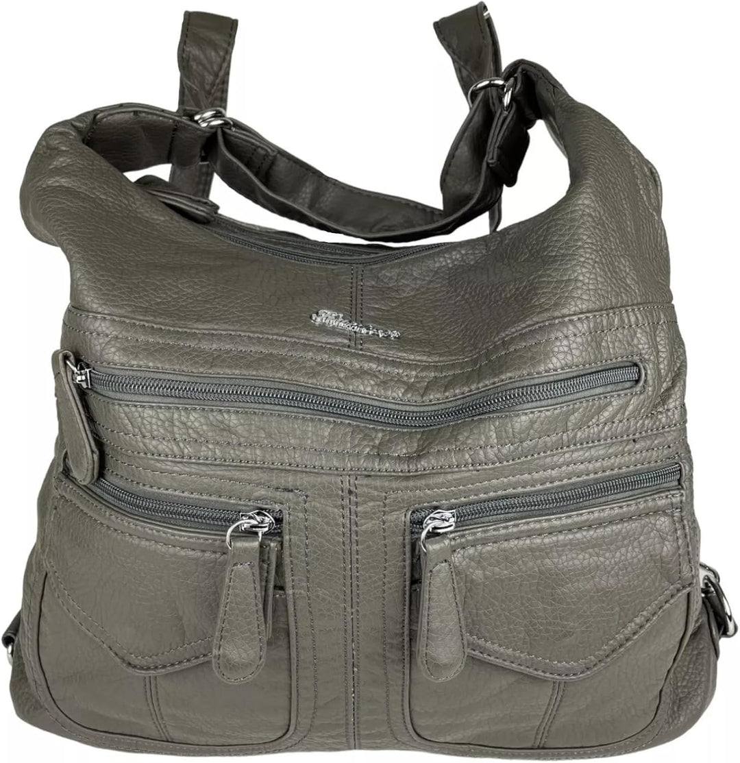 Rucksacktasche I 2in1 Damen Rucksack und Handtasche in Einem I Schultertasche einfarbig uni und bati