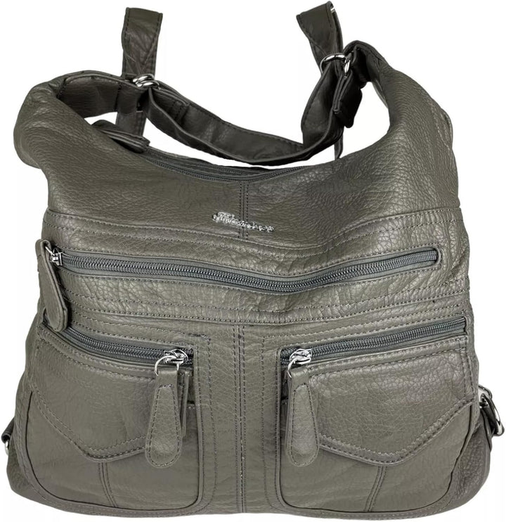 Rucksacktasche I 2in1 Damen Rucksack und Handtasche in Einem I Schultertasche einfarbig uni und bati
