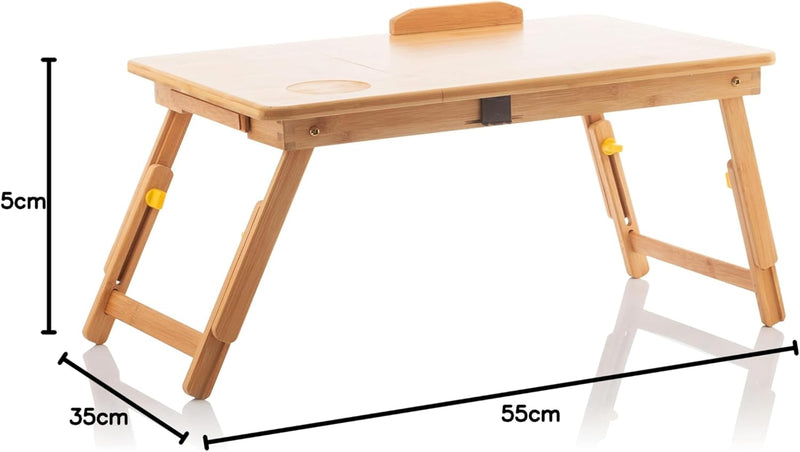 InnovaGoods Lapwood Klappbarer Beistelltisch aus Bambus, Holz, 53,5 x 21-27 x 34 cm. Medidas aprox.