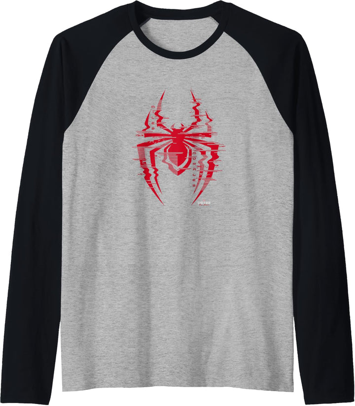 Marvel Spider-Man: Miles Morales Glitch Spider Logo Raglan