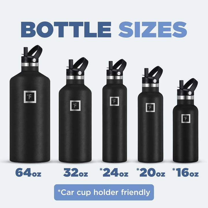 Edelstahl Trinkflasche mit 3 Deckel - Auslaufsicher Thermosflasche - Metall Wasserflasche Doppelwand