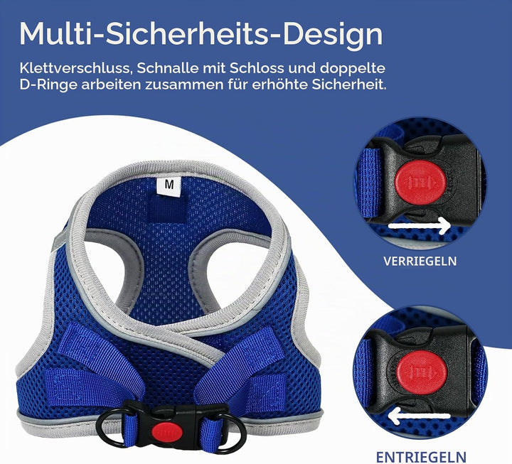BELLA &amp; PAL Hundegeschirr Kleine Hunde mit Nylonseil Leine, Step-in Geschirr aus Air Mesh, Anti Zug