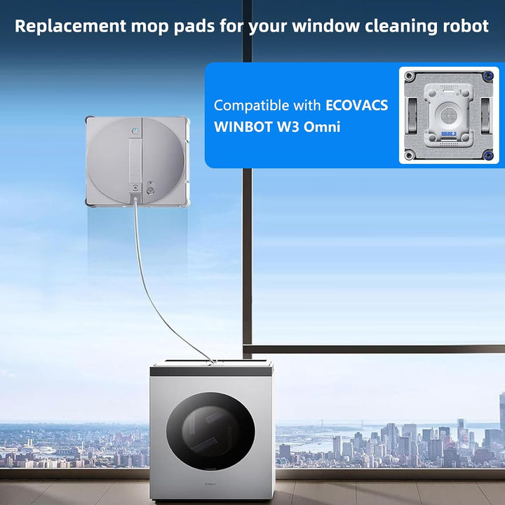 Mikrofaser-Reinigungspad mit Halterungs-Set für Ecovacs Winbot W3 Omni Fensterreinigungsroboter, Ers