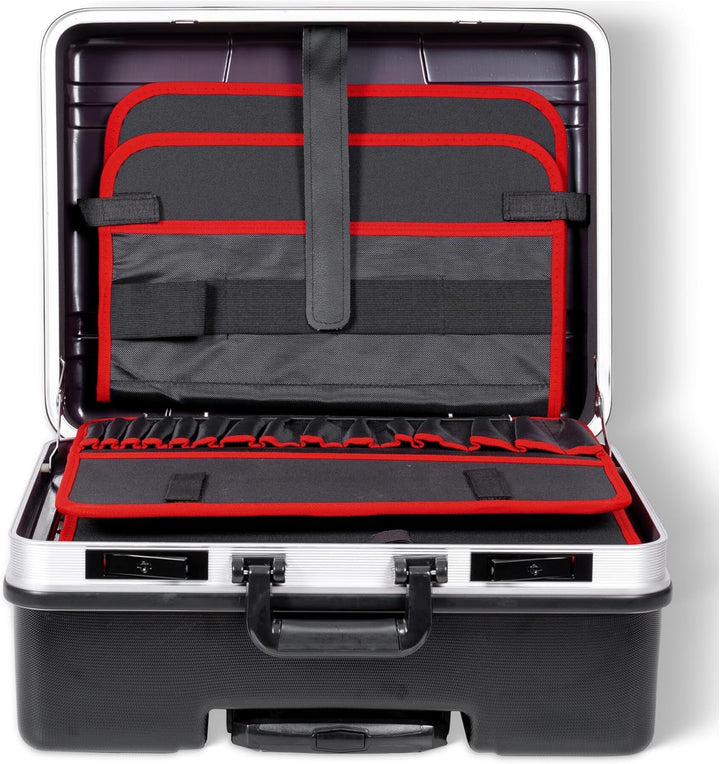 STIER Werkzeugkoffer Trolley leer, robuster Rollkoffer mit ABS-Kunsstoff & Aluminium, Toolbox schwar