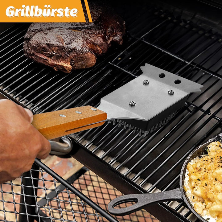 PURPLEBIRD Grillbesteckset 5-TLG, Profi Edelstahl Gril Zubehör Werkzeug Set, Tragetasche mit Schürze