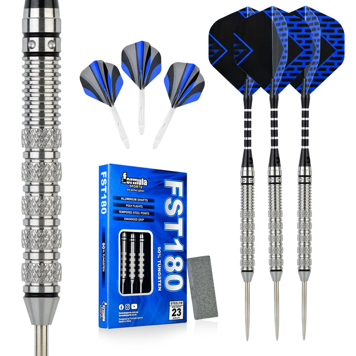 Formula Sports Dartpfeile 90% Tungsten Steel-Dartpfeile mit Flights und Schäfte 3 Stück 6377-23, 637