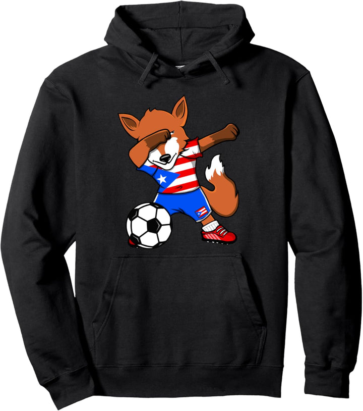 Dab Fuchs Fox Puerto Rico Fussball Puerto Ricanische Flagge Pullover Hoodie