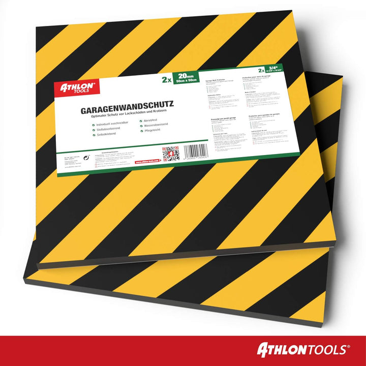 ATHLON TOOLS 2x XXL Garagen-Wandschutz reflektierend - je 50 x 50 cm - Selbstklebend - Rammschutz Pr