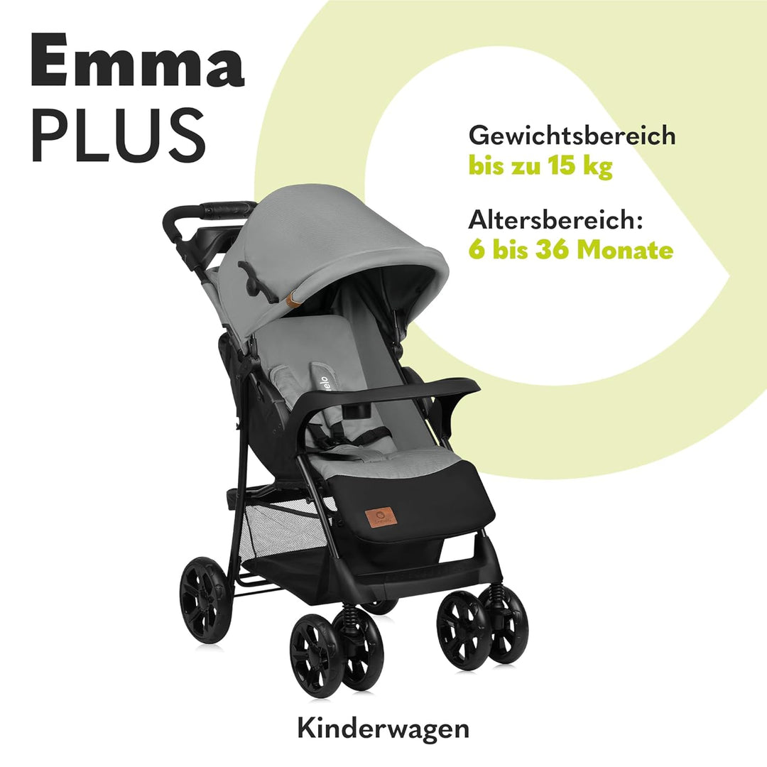 LIONELO Emma Plus Kinderwagen bis zu 15 kg, Kindersportwagen, leicht modern klein Buggy mit Liegepos
