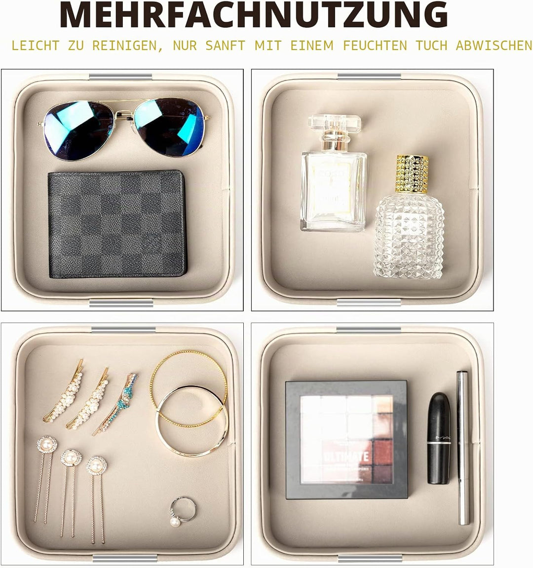 SANZIE Luxuriöse Leder-Schreibtisch-Aufbewahrung, kleiner Auffang-Organizer, dekoratives Tablett für