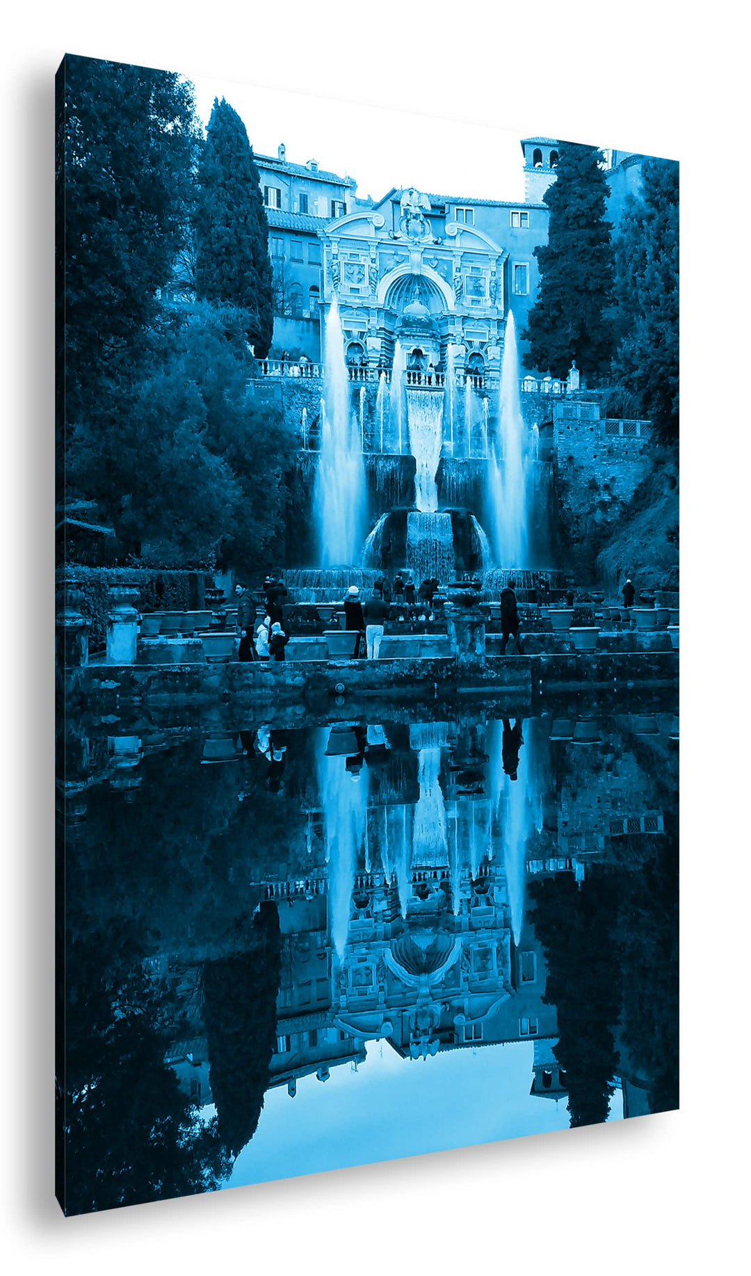 deyoli schöner Brunnen in Italien Format 80x60 Effekt: Monocrome Blau als Leinwandbild, Motiv fertig