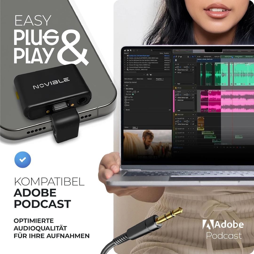 Kabelloses Lavalier Mikrofon für iPhone, Android, Kamera & PC - Kristallklarer Klang, Geräuschunterd
