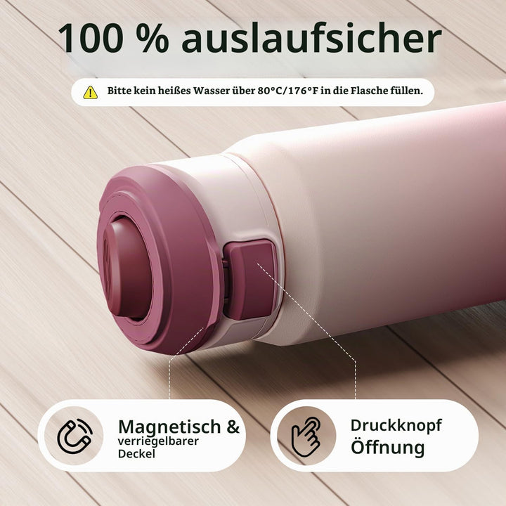 Magcheer Trinkflasche mit Handyhalterung 1L Magnetische Wasserflasche 360° Verstellbar Flasche Magne