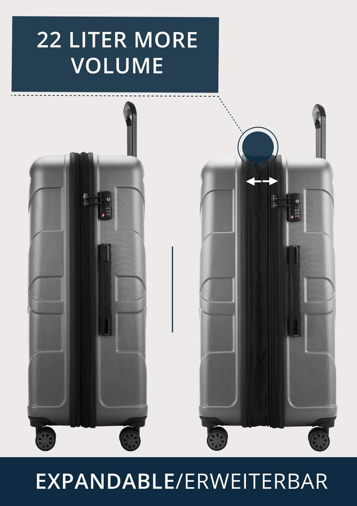 Suitline grosser Hartschalen-Koffer Koffer Trolley Rollkoffer XL Reisekoffer, TSA, 76 cm, ca. 96-110
