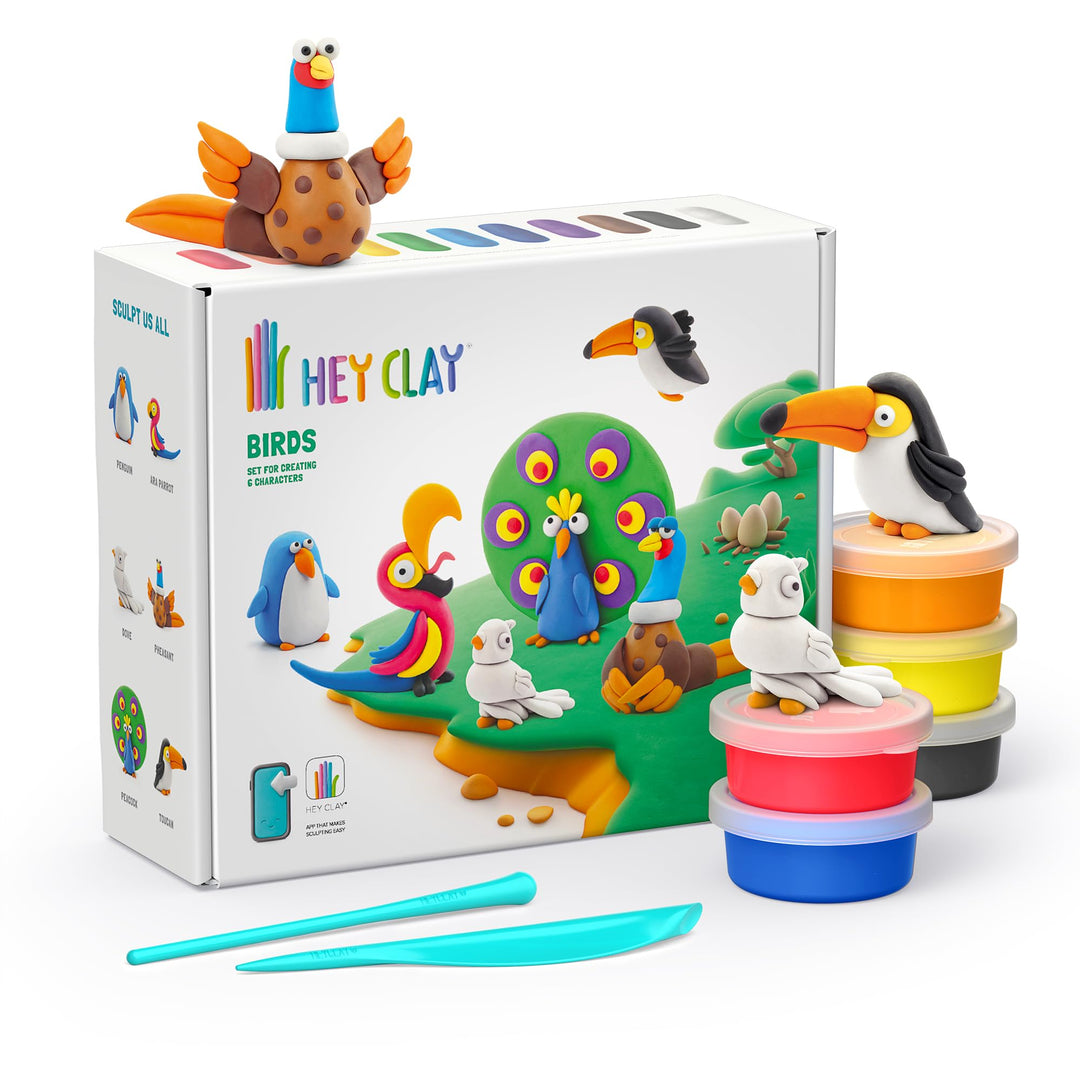 HEY CLAY - 15 Dosen lufttrocknende Knete für Kinder ab 3 Jahren - Kreatives Bastelset - Modelliermas