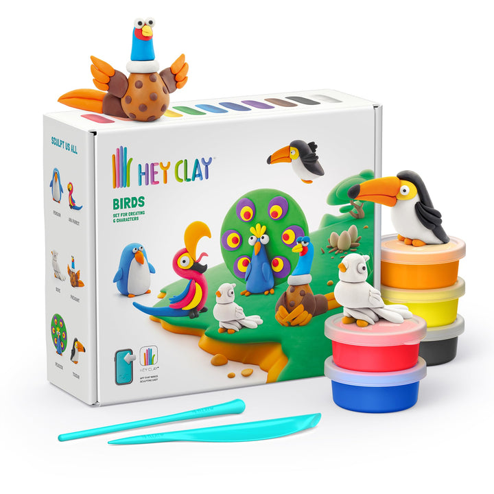 HEY CLAY - 15 Dosen lufttrocknende Knete für Kinder ab 3 Jahren - Kreatives Bastelset - Modelliermas