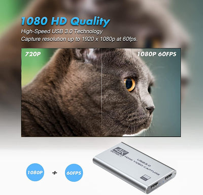 Rybozen Game Capture Karte USB 3.0 Video Capture Card HD 1080P HDMI Videoaufnahme mit Live- Übertrag