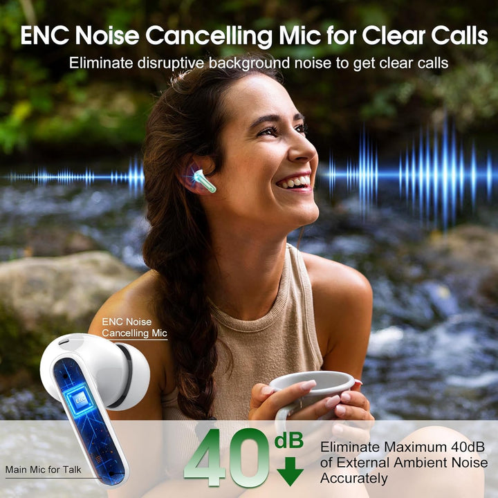 Csasan Bluetooth Kopfhörer, Kabellos Bluetooth 5.3 Deep Bass mit 4 ENC Mic, 40Std Spielzeit Touch Co