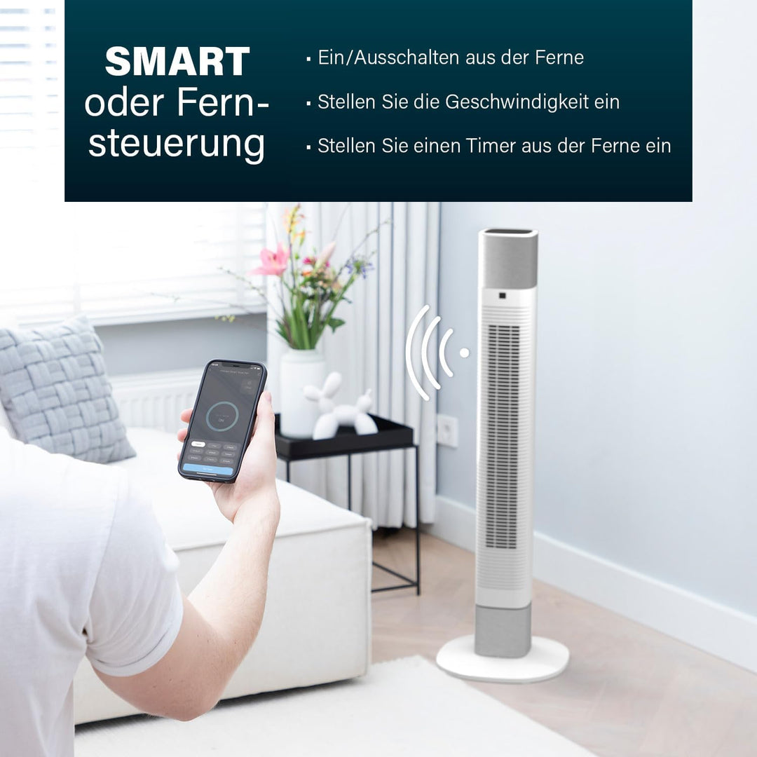 Princess Geräuscharmer Turmventilator - Höhe 103 cm - 3 Modi & 3 Geschwindigkeiten - Oszillation - S