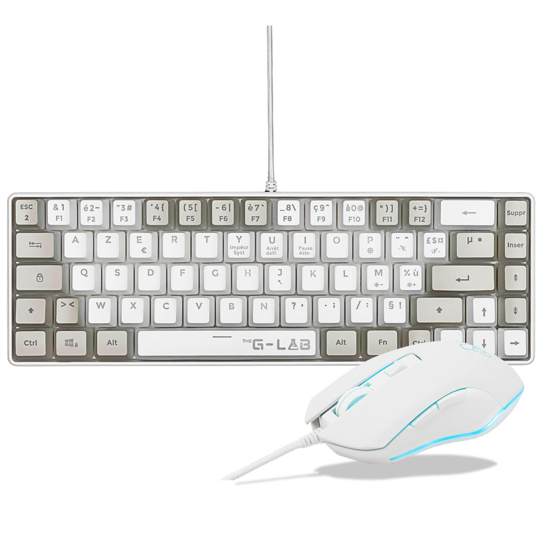 Confezione 2 In 1 - The G-Lab - Hydrogen Combo - Tastiera Azerty - Mouse Cablato - Bianco/grigio wei