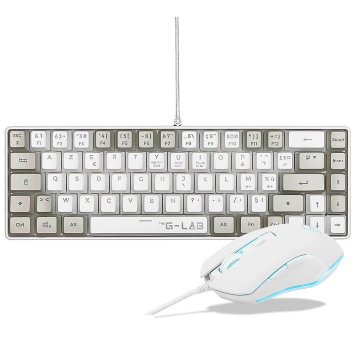 Confezione 2 In 1 - The G-Lab - Hydrogen Combo - Tastiera Azerty - Mouse Cablato - Bianco/grigio wei