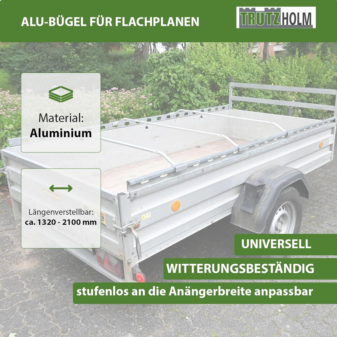 TRUTZHOLM 3X Alu-Bügel für Anhänger Flach-Planen verstellbar 1300-2100mm Planenstütze