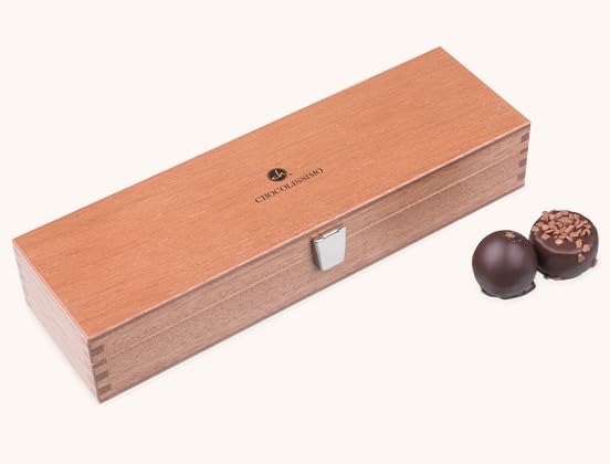 CHOCOLISSIMO - Schokolade Geschenk - Pralinen Geschenk - 5 Pralinen im Holzkästchen - Geschenkidee,