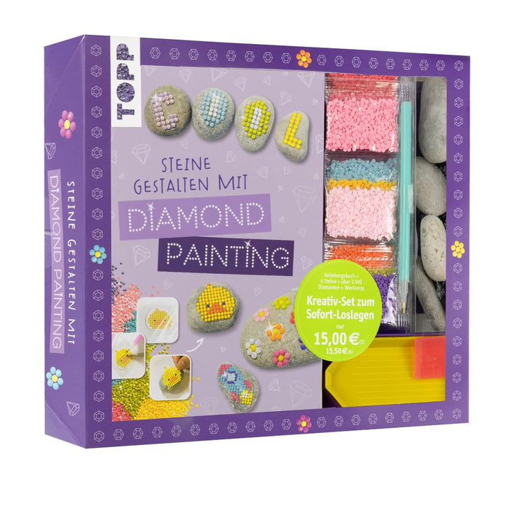 Kreativ-Set Steine gestalten mit Diamond Painting: Anleitung, Werkzeuge und Material für Steine mit