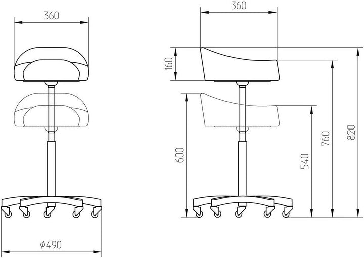 VAKON SALON - Breitsitz auf hochwertigen Rollen - höhenverstellbarer Drehhocker 55-75 cm, Rollhocker
